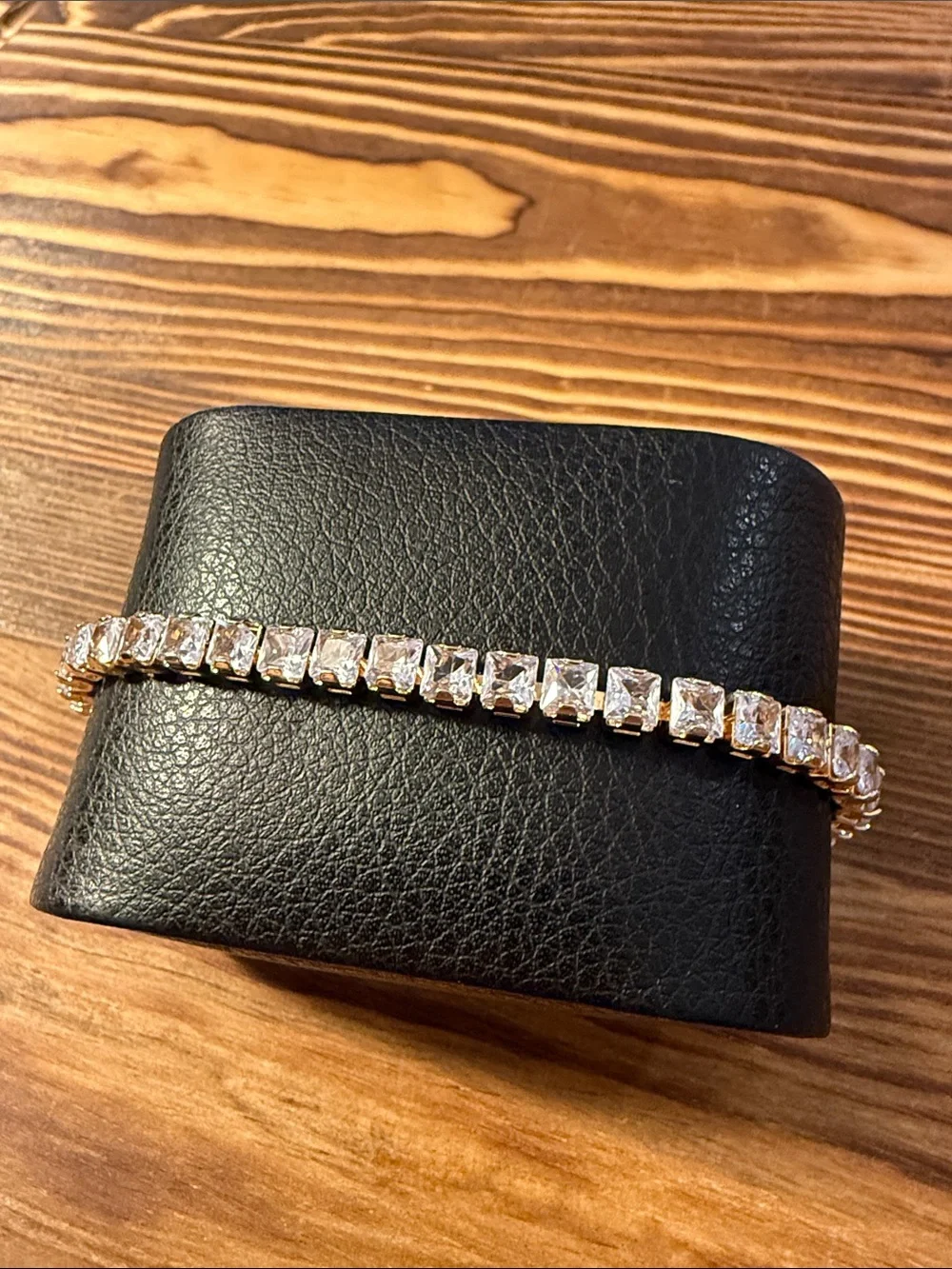 Gold Plated Elegant Rose Gold Tennis Bracelet with Clear Stones